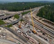 Drone footage emerged of the M25 closures as beams for a new bridge were installed.Source: PA