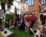Pirates have made a quiet Burnley neighbourhood their home for Hallowe&#39;en thanks to Sally Jacks and her creative mind.