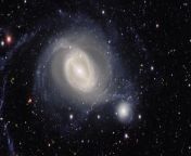 US Department of Energy-fabricated Dark Energy Camera has captured imagery of barred spiral galaxy NGC 1512 and its neighbor NGC 1510 in a cosmic &#92;