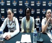 Cal coach Charmin Smith, flanked by Lulu Twidale, left, and Leilani McIntosh, right.