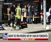 Authorities in Canada say a white van jumped a curb and struck 8 to 10 people on a busy street in Toronto