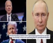Russian President Vladimir Putin expressed his preference for Joe Biden over Donald Trump in the upcoming 2024 U.S. presidential election.&#60;br/&#62;&#60;br/&#62;What Happened: Putin, in an interview with Pavel Zarubin, was asked to choose between Biden and Trump, to which he promptly responded, “Biden,” citing the President’s experience and predictability, reported Reuters.&#60;br/&#62;&#60;br/&#62;“Biden. He is a more experienced, predictable person, a politician of the old school.”
