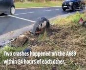Emergency services arrived at the scene of two crashes on the same stretch of road near Hartlepool just 24 hours apart from each other.