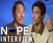 “Nope” stars Steven Yeun and Brandon Perea call the project Jordan Peele’s “most ambitious film yet,” while talking to CinemaBlend’s Eric Eisenberg. Watch as they discuss working with the acclaimed director, including “homework” they were given ahead of shooting, how they formed their characters, some of their favorite details on set and more!