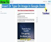Welcome to Tuts Nest! ✨ In this tutorial, we&#39;ll guide you through the process of How to Type or Write on an Image in Google Docs document.&#60;br/&#62;&#60;br/&#62;How to Type or Write on an Image in Google Docs:&#60;br/&#62;Have you ever wanted to add text on top of an image in your Google Docs document? With the drawing feature in Google Docs, it&#39;s easier than you might think!&#60;br/&#62;&#60;br/&#62;1. Access the Drawing Tool:&#60;br/&#62; - Open your Google Docs document.&#60;br/&#62;- Navigate to the Insert menu.&#60;br/&#62; - Select Drawing , go New to access the drawing tool.&#60;br/&#62;&#60;br/&#62;2. Insert Your Image:&#60;br/&#62; - Within the drawing tool, choose the Image icon to insert your desired image onto the canvas.&#60;br/&#62;&#60;br/&#62;3. Add Text:&#60;br/&#62; - Click on the Text box icon to introduce a text box onto the canvas.&#60;br/&#62; - Type or write your desired text directly onto the text box.&#60;br/&#62;&#60;br/&#62;4. Position and Format:&#60;br/&#62; - Adjust the position and size of the text box to overlay it on the image as desired.&#60;br/&#62; - Customize the font style, size, color, and alignment to match your preferences.&#60;br/&#62;&#60;br/&#62;5. Save and Insert:&#60;br/&#62; - Once you&#39;re satisfied with the placement and appearance, click Save and Close to insert the image with text into your Google Docs document.&#60;br/&#62;&#60;br/&#62;By following these straightforward steps, you can seamlessly integrate text onto any image in your Google Docs, enhancing the visual appeal and clarity of your document.&#60;br/&#62;&#60;br/&#62;If you found this tutorial helpful, be sure to give it a thumbs up, subscribe to our channel for more Google Docs tips and tricks, and hit the notification bell to stay updated on our latest videos. &#60;br/&#62;&#60;br/&#62;If you have any questions or suggestions, feel free to leave them in the comments below. Let&#39;s elevate your document creativity with text on images! &#60;br/&#62; #GoogleDocs #DrawingFeature #TextOnImage #TutsNestTutorial&#60;br/&#62;&#60;br/&#62;How to Type on an Image in Google Docs,&#60;br/&#62;How to Write text on an image in Google Docs,&#60;br/&#62;How to write on an image in google docs,&#60;br/&#62;How To Add Text To Images In Google Docs,
