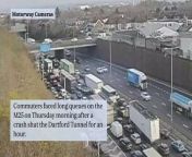 M25 crash shuts Dartford Tunnel as &#39;people on the road&#39; spark 9-mile queues near Brentwood