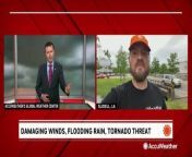 Storm chaser Aaron Jayjack reported live from Slidell, Louisiana, after both a tornado and floodwaters caused serious issues in the town on April 10.