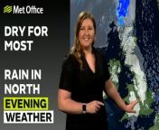 A fairly dry evening with a few light showers across Scotland and south east England. Cloud builds in across the country from the North through the evening, bringing rain to northern parts of Scotland. Eastern England, Northern Ireland and western Scotland have the best of the clear skies overnight, and into Sunday morning.– This is the Met Office UK Weather forecast for the evening of 20/04/24. Bringing you today’s weather forecast is Ellie Glaisyer.