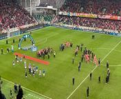 2024 Irish Cup Final - Cliftonville lift the trophy from world cup champion song