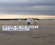 Cricket is traditionally played on grass – but this Scottish team in Elie play on the beach. &#60;br/&#62;They have to schedule matches to work with the high and low tides and they use a waterproof rubber ball. &#60;br/&#62;Any player who hits the ball into a nearby beer garden will receive their height in beer!&#60;br/&#62;#cricket #Elie #UK #ShipInn #beach&#60;br/&#62;