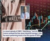 In a recent episode of CNBC’s “Mad Money,” host Jim Cramer reviewed the Dow Jones Industrial Average’s (DJIA) five worst-performing stocks in the first quarter of 2024.&#60;br/&#62;&#60;br/&#62;What Happened: Cramer, in his analysis, suggested that these stocks could be worth keeping an eye on despite their poor performance, reported CNBC.&#60;br/&#62;&#60;br/&#62;He mentioned that while a three-month period is usually insufficient to change a stock’s trajectory, some companies might be laying the groundwork for a turnaround. Cramer then highlighted the five worst-performing stocks, according to FactSet.