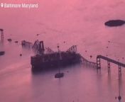 Daylight footage reveals aftermath of Francis Scott Key Bridge collapse from stabilized footage